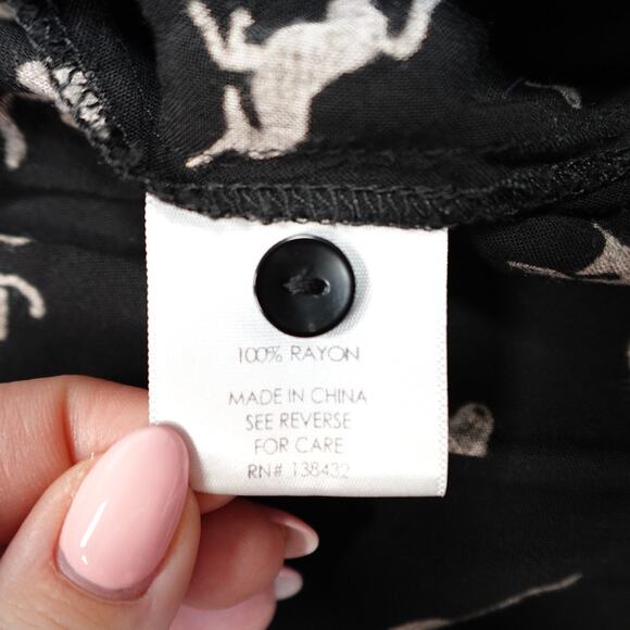 ModCloth Top Womens 1X Unicorn Print Long Sleeve Blouse Black Novelty - Picture 3 of 9